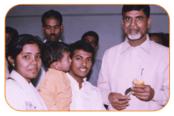 
Mr N Bitra & Mrs N.P.Bitra & Bill Bitra with Ex. Chief Minister Of Andhra Pradesh, January 1st' 2003, On the occasion of New Year Greeting Wishes